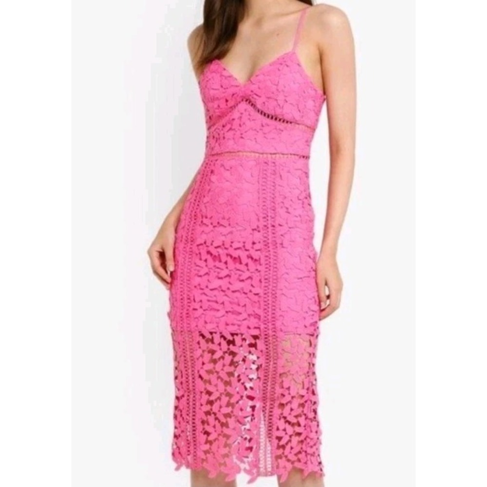 BARDOT Roxy Lace Dress Pink Party‎ Cocktail Midi Dress 12 Romantic Coquette